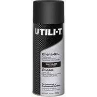 UTILI-T General Purpose Enamel Spray Paint, Black, Flat Finish, 10 oz./283 g, Aerosol Can Nassau Supply