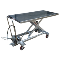 Pneumatic Hydraulic Scissor Lift Table, Stainless Steel, 63" L x 31-1/2" W, 1000 lbs. Cap. LV471 | Nassau Supply