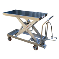 Pneumatic Hydraulic Scissor Lift Table, Stainless Steel, 47-1/2" L x 24" W, 2000 lbs. Cap. LV477 | Nassau Supply