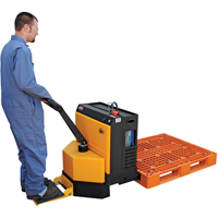 Fully Powered Electric Pallet Truck With  Stand-On Platform, 4500 lbs. Cap., 48" L x 30.25" W LV537 | Nassau Supply
