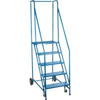 Rolling Step Ladder with Spring-Loaded Front Casters, 5 Steps, 22" Step Width, 46" Platform Height, Steel MA616 | Nassau Supply