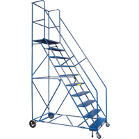 Escabeau roulant certifi&eacute; par la CSA avec pied verrouillable, 10 marches, Largeur de la marche 30", Hauteur de la plateforme 89", Acier Nassau Supply