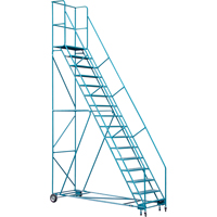 Escabeau roulant certifi&eacute; par la CSA avec pied verrouillable, 16 marches, Largeur de la marche 30", Hauteur de la plateforme 144", Acier Nassau Supply