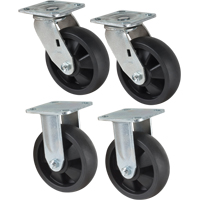 Jeu de roulettes, Fixe/Pivotant, 6" (152,4 mm), Nylon, 2400 lb (1089 kg) Nassau Supply