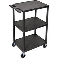 Utility Cart, 3 Tiers, 18" x 40" x 24", 400 lbs. Capacity Nassau Supply