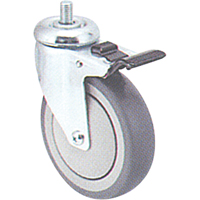 Zinc Plated Caster, Swivel with Brake, 4" (102 mm) Dia., 200 lbs. (91 kg.) Capacity MI946 | Nassau Supply