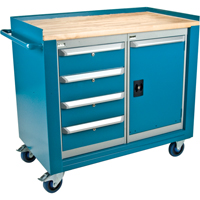 Industrial Duty Mobile Service Workbenches, Wood Surface Nassau Supply