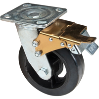 Roulette moul&eacute;, Pivotant avec frein, 6" (152,4 mm), Caoutchouc, 550 lb (249 kg) Nassau Supply