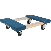 Carpeted Ends Hardwood Dolly, Wood Frame, 18" W x 24" L, 900 lbs. Capacity Nassau Supply