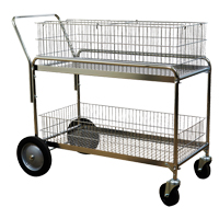 Wire Mesh Office Mail Cart, 250 lbs. Capacity, Chrome, 23-3/4" D x 43" L x 38-1/2" H, Chrome Plated Nassau Supply