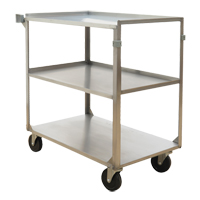 Shelf Carts, 3 Tiers, 21" W x 37-1/4" H x 35-1/8" D, 500 lbs. Capacity Nassau Supply