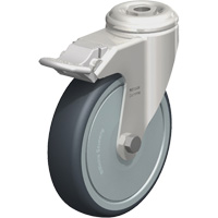 Roulette en &eacute;lastom&egrave;re thermoplastique acier inoxydable, Pivotant avec frein, Diam&egrave;tre 5" (127 mm), Capacit&eacute; 265 lb (120 kg) Nassau Supply