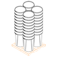 Baril emboîtable en poly&eacute;thyl&egrave;ne, 55 gal. US (45 gal. imp.), Dessus ouvert, Jaune Nassau Supply
