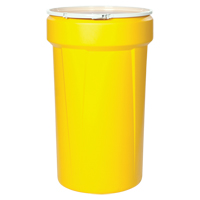 Baril emboîtable en poly&eacute;thyl&egrave;ne, 55 gal. US (45 gal. imp.), Dessus ouvert, Jaune Nassau Supply