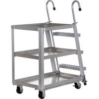 Chariot de pr&eacute;l&egrave;vement de stock, Aluminium, 21-7/8" la x 40" p, 3 tablettes, Capacit&eacute; 660 lb Nassau Supply