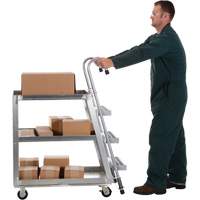 Chariot de pr&eacute;l&egrave;vement de stock, Aluminium, 21-7/8" la x 40" p, 3 tablettes, Capacit&eacute; 660 lb Nassau Supply