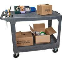 Flat-Shelf Utility Service Cart, 2 Tiers, 25-1/4" x 32-1/4" x 44", 550 lbs. Capacity Nassau Supply
