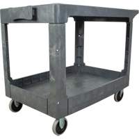 Flat-Shelf Utility Service Cart, 2 Tiers, 25-1/4" x 32-1/4" x 44", 550 lbs. Capacity Nassau Supply