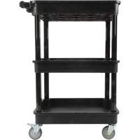 Chariot utilitaire avec tablette &agrave; bordure profonde, 3 tiers, 19" x 39-1/2" x 28-1/4", Capacit&eacute; 330 lb Nassau Supply