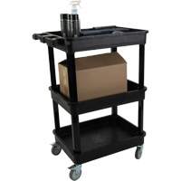 Chariot utilitaire avec tablette &agrave; bordure profonde, 3 tiers, 19" x 39-1/2" x 28-1/4", Capacit&eacute; 330 lb Nassau Supply