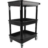 Chariot utilitaire avec tablette &agrave; bordure profonde, 3 tiers, 19" x 39-1/2" x 28-1/4", Capacit&eacute; 330 lb Nassau Supply
