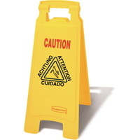 Wet Floor Safety Signs, Quadrilingual with Pictogram Nassau Supply