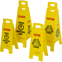 Wet Floor Safety Signs, Quadrilingual with Pictogram Nassau Supply