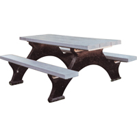 Recycled Plastic Picnic Tables, 6' L x 62-1/4" W, Grey Nassau Supply