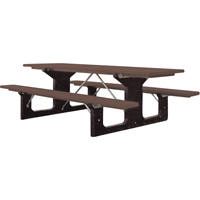 Recycled Plastic Picnic Tables, 6' L x 61-1/2" W, Brown Nassau Supply