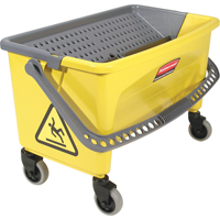 Seaux avec plaque essoreuse pour produits en microfibres, Pression vers le bas, 10,75 gal. US (43 Quart), Jaune Nassau Supply