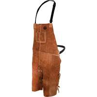 Leather Welding Apron, Split-Leg Bib, 36" L, Brown Nassau Supply