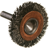 Circular Crimped Wire End Brushes, 1-1/2", 0.014" Fill, 1/4" Shank QM452 | Nassau Supply