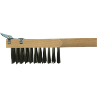 Scratch Brush With Scraper, Stainless Steel, 3 x 10 Wire Rows, 20" Long Nassau Supply