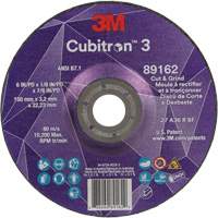 Cubitron™ 3 Cut and Grind Wheel, 6" x 1/8", 7/8" Arbor, Type 27, 36 Grit, Ceramic NY615 | Nassau Supply