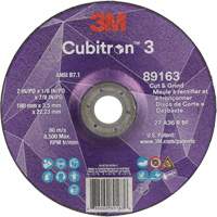 Cubitron™ 3 Cut and Grind Wheel, 7" x 1/8", 7/8" Arbor, Type 27, 36 Grit, Ceramic NY616 | Nassau Supply