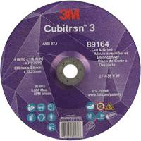 Cubitron™ 3 Cut and Grind Wheel, 9" x 1/8", 7/8" Arbor, Type 27, 36 Grit, Ceramic NY617 | Nassau Supply