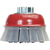 Brosse-boisseau &agrave; fils nou&eacute;s avec protecteur, 4" dia. x 5/8"-11 arbre Nassau Supply
