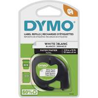 &eacute;tiquettes pour &eacute;tiqueteuse LetraTag Plus LT-100H, 12 mm x 13', Noir sur blanc Nassau Supply