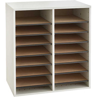 Casier &agrave; compartiments r&eacute;glable pour documentation, Stationnaire, 16 fentes, Bois, 19-1/2" la x 11-3/4" p x 21" h Nassau Supply
