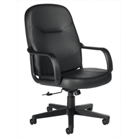 Fauteuil de bureau, Cuir, Noir Nassau Supply