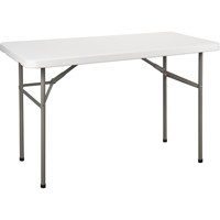 Folding Table, Rectangular, 48" L x 24" W, Polyethylene, White Nassau Supply