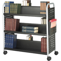 Scoot Book Carts, 200 lbs. Capacity, Black, 17-3/4" D x 41-1/4" L x 41-1/4" H, Steel Nassau Supply