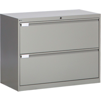 Lateral Filing Cabinet, Steel, 2 Drawers, 36" W x 18" D x 27-7/8" H, Grey OP215 | Nassau Supply