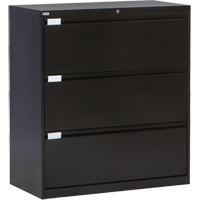 Lateral Filing Cabinet, Steel, 3 Drawers, 36" W x 18" D x 40-1/16" H, Black OP216 | Nassau Supply