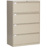 Lateral Filing Cabinet, Steel, 4 Drawers, 36" W x 18" D x 53-3/8" H, Beige OP220 | Nassau Supply