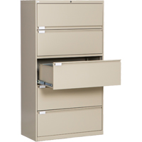 Lateral Filing Cabinet, Steel, 5 Drawers, 36" W x 18" D x 65-1/2" H, Beige OP223 | Nassau Supply