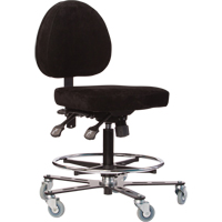 TF180 Welding Grade Ergonomic Stools, Suede, Black, 300 lbs. Capacity Nassau Supply