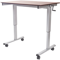 Adjustable Stand-Up Workstations, Stand-Alone Desk, 48-1/2" H x 59" W x 29-1/2" D, Walnut Nassau Supply