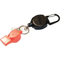 Dérouleur autorétractable pour carte d'identité et clés avec sifflet, Métal en alliage de zinc, Câble 24", Fixation Mousqueton OP294 | Nassau Supply