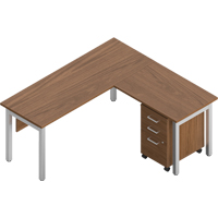 Ionic L-Shaped Desk Suites, 4 Pieces, Brown, 29" H x 66" W x 66" D OP336 | Nassau Supply
